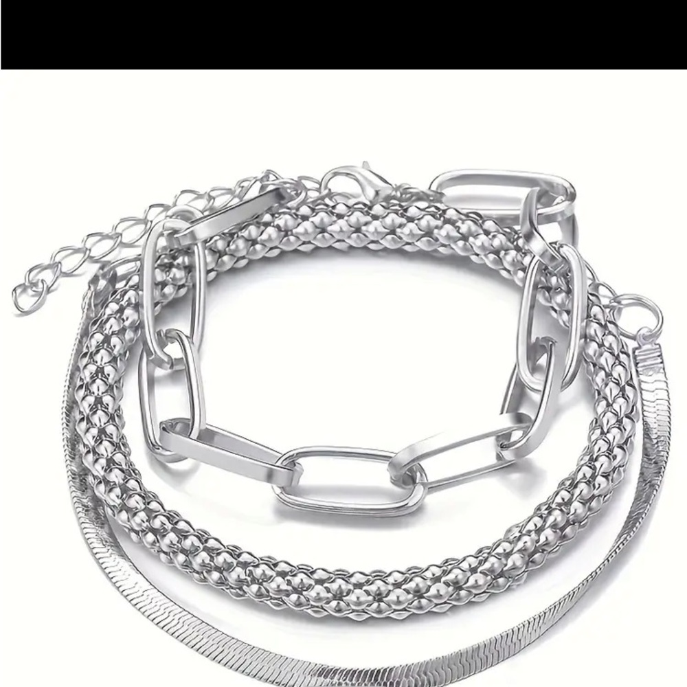 3pcsVintage SilverColor Snake BoneChain Multilayer Bracelet Creative Retro Chain